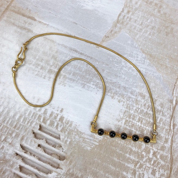 Madewell Jewelry - Madewell bar necklace black gold